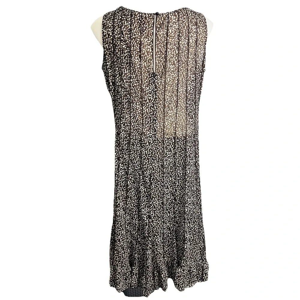Z Studio Pleated Midi Dress Size 14 Black Cream Geometric Sleeveless Flowy Y2K